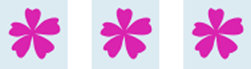 Three pink flowers on light blue background.